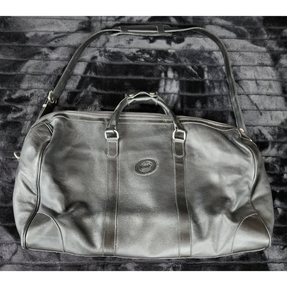 ROOTS HD CANADA LEATHER BLACK DUFFLE WEEKENDER TRAVEL BAG 20th Century Fox